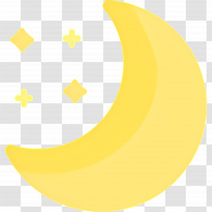 Moon Stars - Yellow Crescent Moon With Stars Illustration Transparent PNG