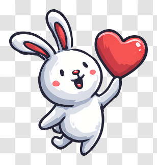 Holding Heart - Cute Bunny Holding Heart Transparent PNG