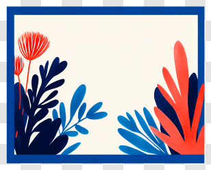 Rectangle Blue Frame - Abstract Floral Design With Red And Blue Transparent PNG
