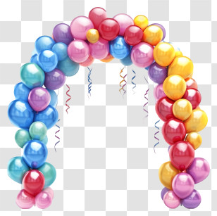 Birthday Balloon Arch Vector 3d - Rainbow-Colored Balloon Arch For Celebrations Transparent PNG