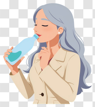 Woman Drinking Water - Woman Drinking Water Illustration Transparent PNG