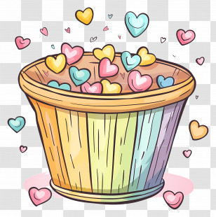 Laundry Basket - Colorful Bucket Of Hearts Transparent PNG