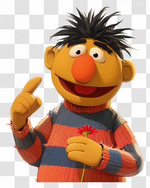 Ernie - Cartoon Character Holding A Flower Transparent PNG