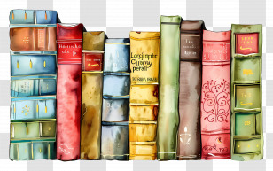 Row Of Books - Colorful Books On A Shelf Transparent PNG
