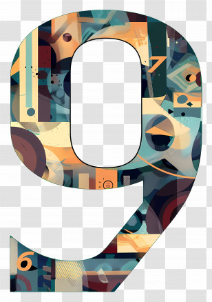 Number 9 - Abstract Patterned Number 9 Transparent PNG