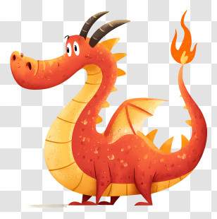 Fire Dragon - Red Cartoon Dragon Breathing Fire Transparent PNG