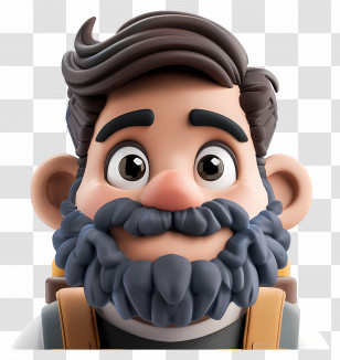 Beard Man - Cartoon Character With Backpack Transparent PNG