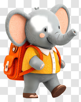 Elephant Going To School - Elephant With Backpack Walking Transparent PNG