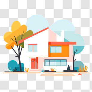Icon - Modern Colorful House Illustration Transparent PNG