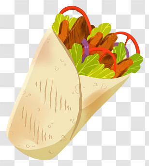 Shawarma Wrap - Handheld Chicken Wrap Illustration Transparent PNG