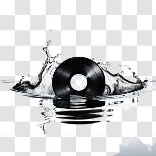National Vinyl Record Day - Creative Vinyl Record In Water Splash Design Transparent PNG