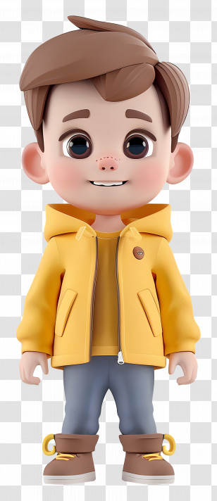 3d Little Boy - Cartoon Boy In Orange Jacket Transparent PNG