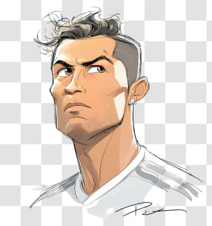 Funny Cristiano Ronaldo Sketch - Serious Man Sketch Portrait Transparent PNG