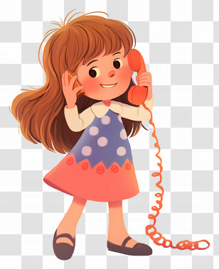 Girl Talking On Phone - Cute Girl Talking On Phone Transparent PNG