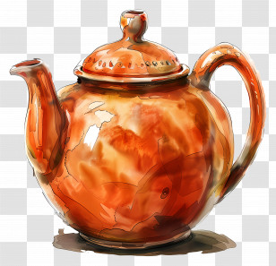 Teapot - Brown Handcrafted Ceramic Teapot Illustration Transparent PNG