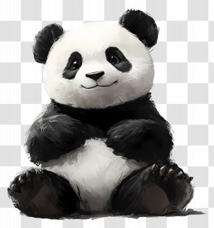 Panda Bear - Cute Sitting Cartoon Panda Illustration Transparent PNG