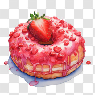 Donut
 - Strawberry Glazed Donut With Fresh Topping Transparent PNG