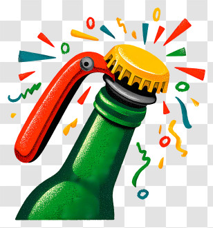 Green Glass Bottle - Bottle Opener With Confetti Transparent PNG
