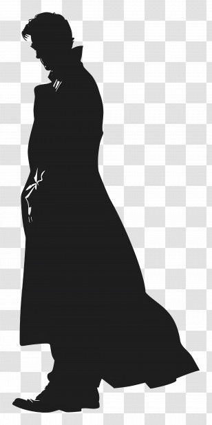 Sherlock Holmes Silhouette - Mysterious Man Silhouette In Coat Transparent PNG