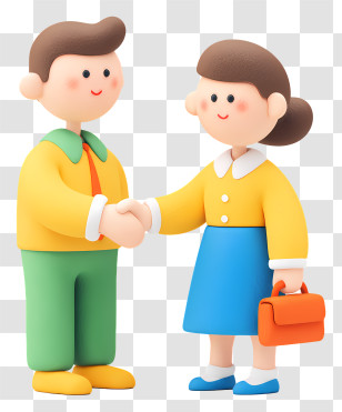 Meeting Partnership Communication - Cartoon Characters Shaking Hands In Business Attire Transparent PNG
