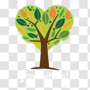 Grow With Us - Heart-Shaped Tree Nature Illustration Transparent PNG