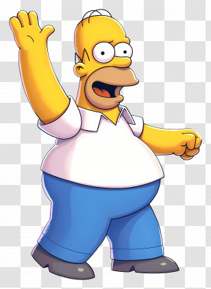 Homer Simpson - Cartoon Man Waving Transparent PNG