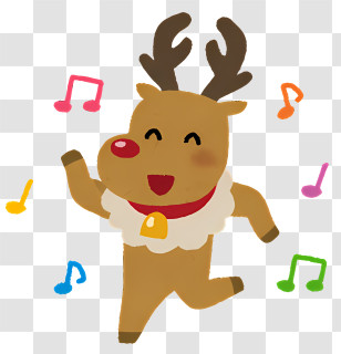 Icon - Dancing Reindeer With Music Notes Transparent PNG