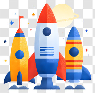 4th Of July Space - Colorful Space Rockets Transparent PNG