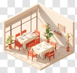 Dining Room - Cozy Restaurant Interior With Tables And Plants Transparent PNG