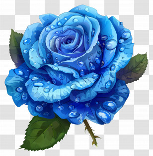 Blue Rose - Blue Rose With Water Droplets Illustration Transparent PNG