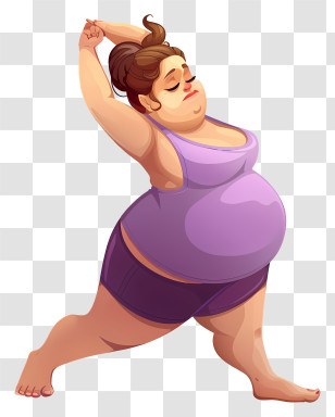 Obesity Woman Cartoon - Woman Stretching In Yoga Pose Transparent PNG