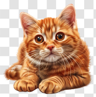 Ginger Cat - Adorable Orange Tabby Cat Illustration Transparent PNG