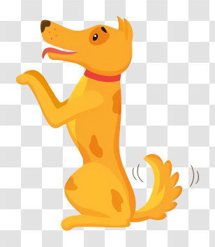 Cute Cartoon Dog - Yellow Playful Dog Wagging Tail Transparent PNG