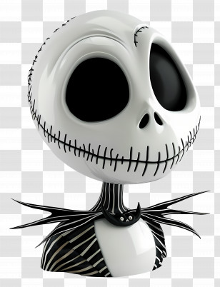 Jack Skellington - White Cartoon Skeleton Head For Halloween Theme Transparent PNG
