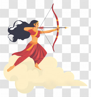 Dussehra - Woman Archer Shooting Arrow Transparent PNG