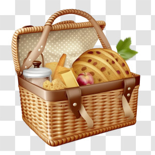 Picnic Basket With Food - Picnic Basket Filled With Delicious Food Transparent PNG