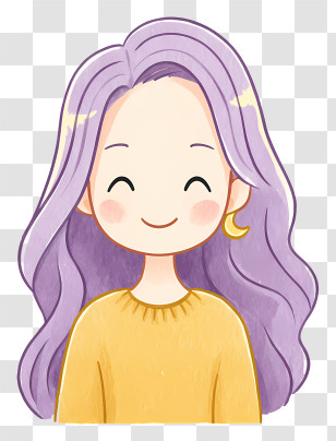 Mutsumi Onigami - Cute Lavender-Haired Girl Portrait Transparent PNG