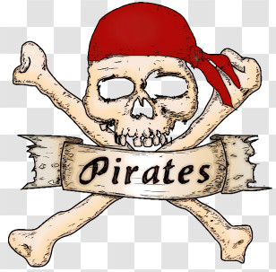 Pirate - Pirate Skull With Crossbones And Bandana Transparent PNG
