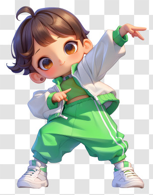 Dance Move - Green Hip Hop Kid In Dance Pose Transparent PNG