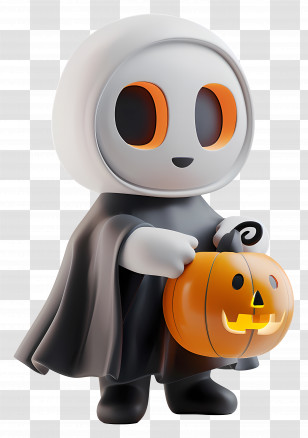 Ghost Holding Pumpkin - Cute Ghost Holding A Pumpkin Lantern For Halloween Transparent PNG