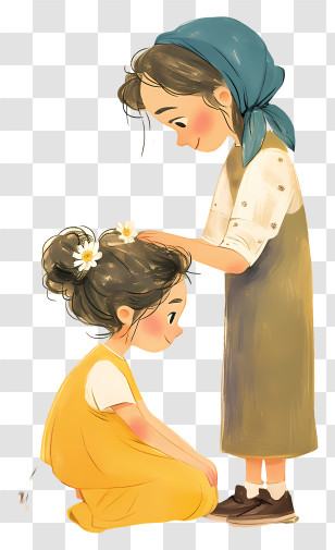 Mother Combing Daughter Hair - Mother And Child In Warm Moment Transparent PNG