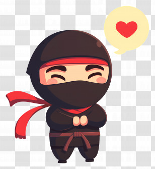 Ninja Day - Cartoon Ninja With Heart Symbol Transparent PNG