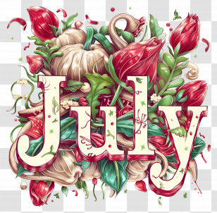July - Floral July Illustration Transparent PNG