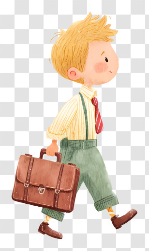 Boy Walking With Briefcase - Young Boy With Briefcase Transparent PNG