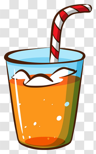 Cartoon Drink - Glass Of Orange Juice With Straw Transparent PNG
