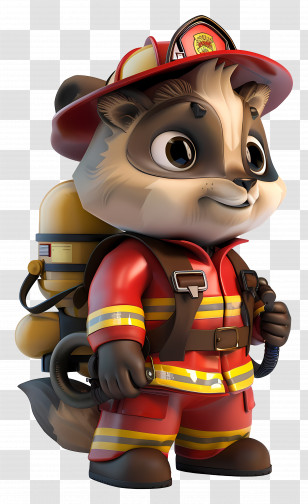 Animal - Cartoon Firefighter Raccoon Illustration Transparent PNG