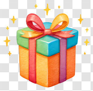 Gift Box Icon - Colorful Gift Box With Bow Transparent PNG