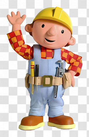 Bob The Builder - Cartoon Construction Worker In Yellow Helmet Transparent PNG