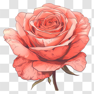 Peace Rose - Beautiful Pink Rose Illustration Transparent PNG