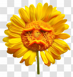 Flower - Yellow Flower With Comical Face Transparent PNG